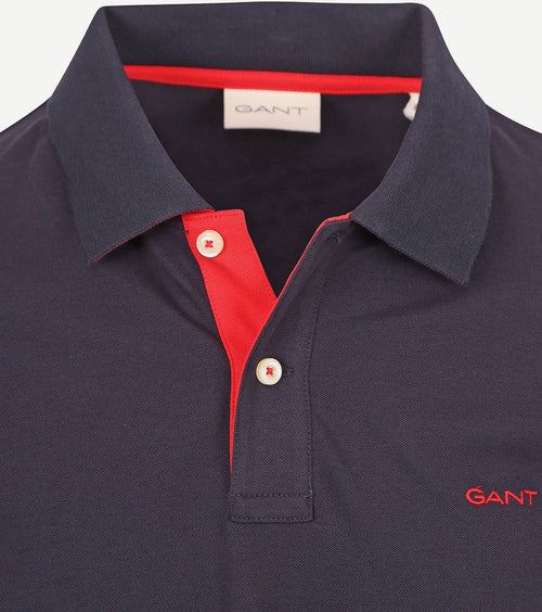 Contrast piqué poloshirt donkerblauw