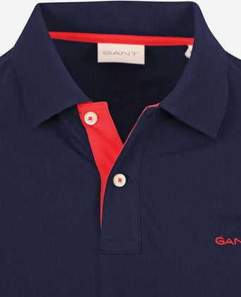 Contrast piqué poloshirt donkerblauw