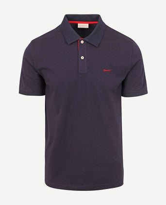 Contrast piqué poloshirt donkerblauw