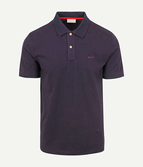 Contrast piqué poloshirt donkerblauw