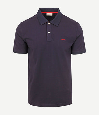 Contrast piqué poloshirt donkerblauw Contrast piqué poloshirt donkerblauw