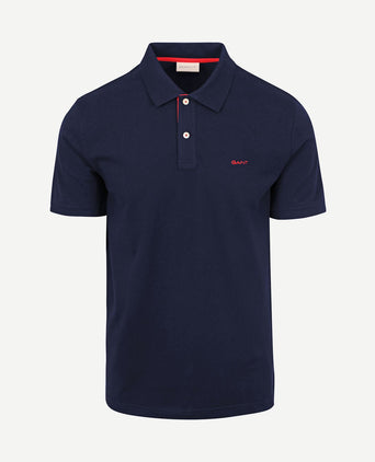 Contrast piqué poloshirt donkerblauw