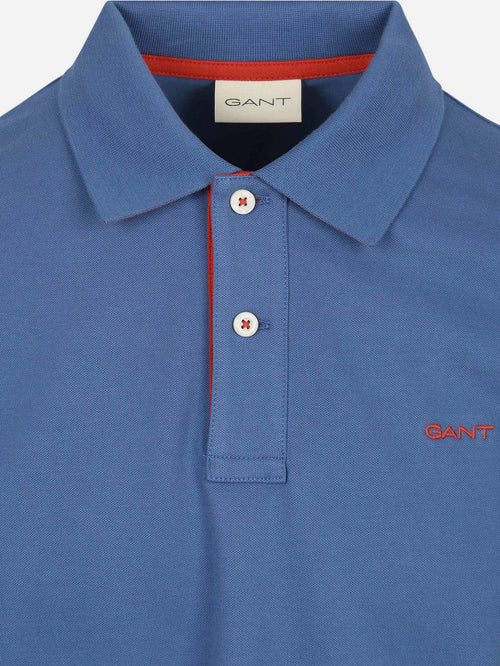 Contrast piqué poloshirt vintage blauw