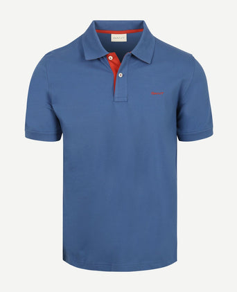 Contrast piqué poloshirt vintage blauw