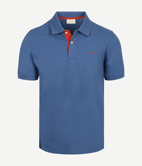 Contrast piqué poloshirt vintage blauw