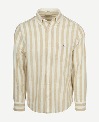Cotton linen overhemd streep beige