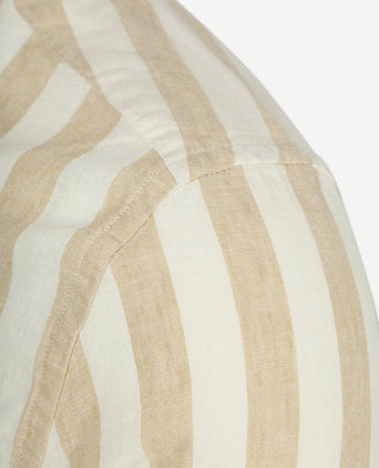 Cotton linen overhemd streep beige