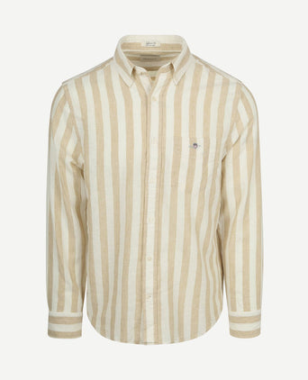 Cotton linen overhemd streep beige