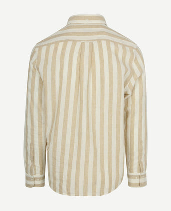 Cotton linen overhemd streep beige