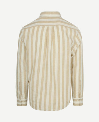Cotton linen overhemd streep beige