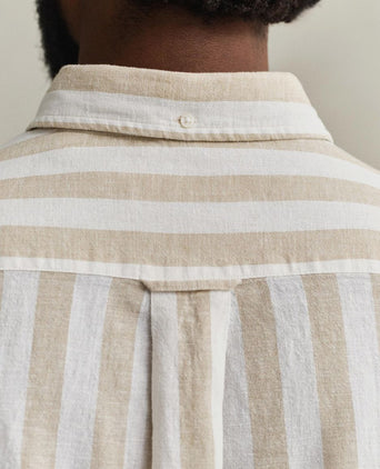 Cotton linen overhemd streep beige