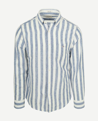 Cotton linen overhemd streep blauw