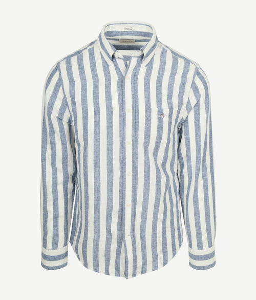 Cotton linen overhemd streep blauw