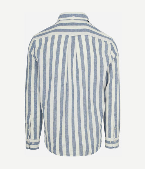 Cotton linen overhemd streep blauw