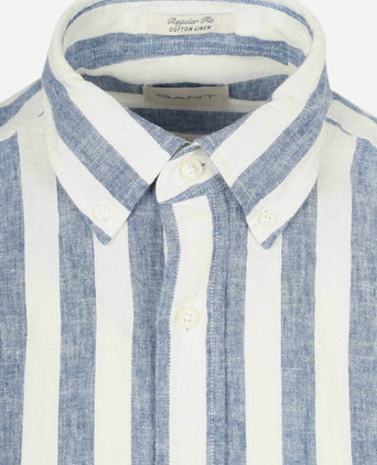 Cotton linen overhemd streep blauw