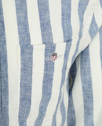 Cotton linen overhemd streep blauw