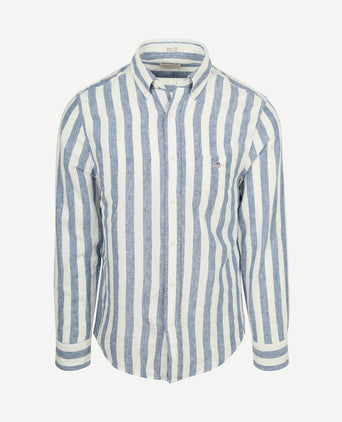 Cotton linen overhemd streep blauw