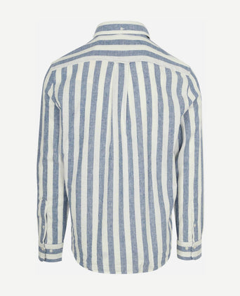 Cotton linen overhemd streep blauw