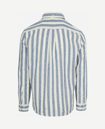 Cotton linen overhemd streep blauw