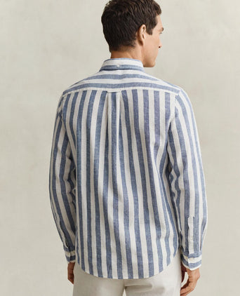 Cotton linen overhemd streep blauw