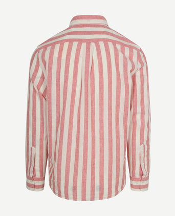 Cotton linen overhemd streep roze