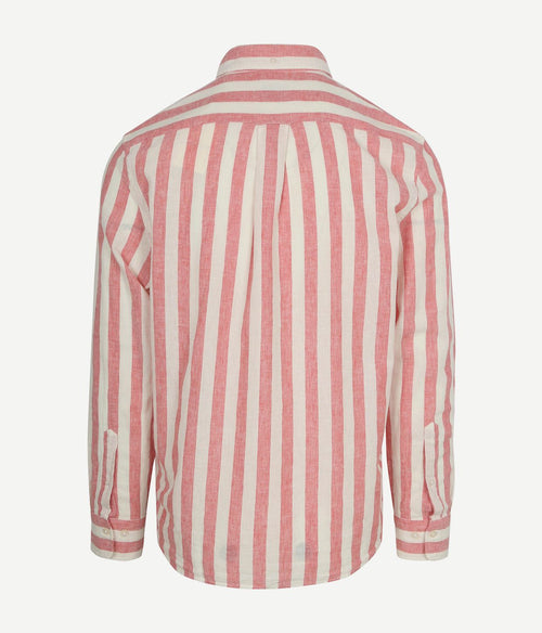 Cotton linen overhemd streep roze