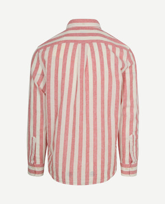 Cotton linen overhemd streep roze