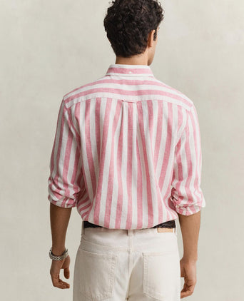 Cotton linen overhemd streep roze