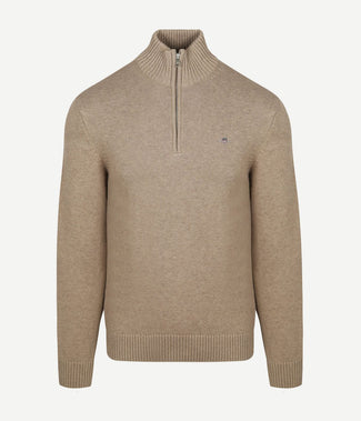 Gant halve rits pullover beige | Regular-fit Gant halve rits pullover beige | Regular-fit