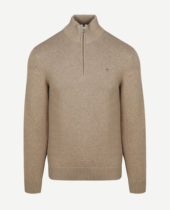 halve rits pullover beige