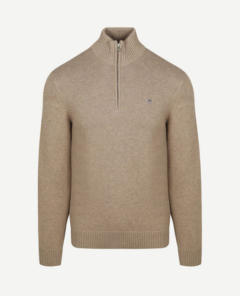 halve rits pullover beige