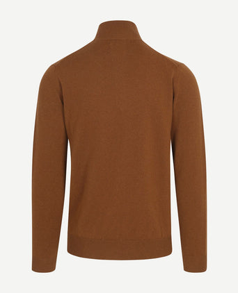 Gant halve rits trui lamswol bruin | Regular-fit