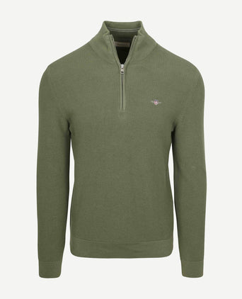 halve rits trui micro textured groen