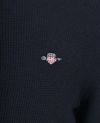 halve rits trui micro textured donkerblauw
