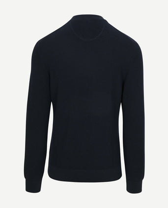 halve rits trui micro textured donkerblauw