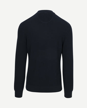 halve rits trui micro textured donkerblauw