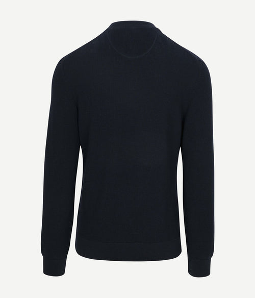 halve rits trui micro textured donkerblauw