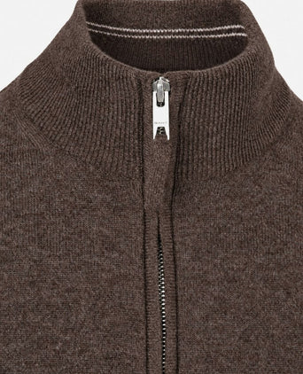 Halfzip lamswol trui bruin