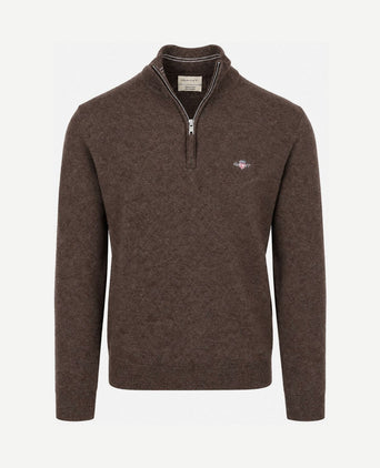 Halfzip lamswol trui bruin