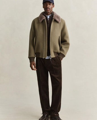 Halfzip lamswol trui bruin