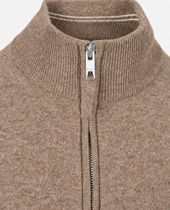 Halfzip lamswol trui camel