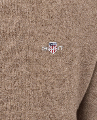 Halfzip lamswol trui camel