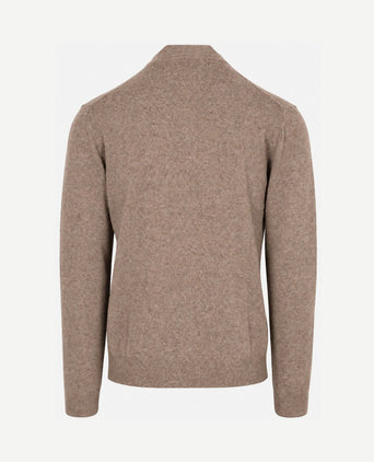 Halfzip lamswol trui camel