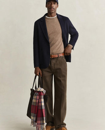 Halfzip lamswol trui camel