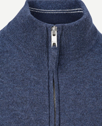 Halfzip lamswol trui donkerblauw