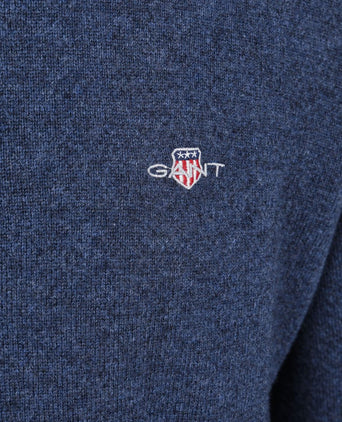 Halfzip lamswol trui donkerblauw