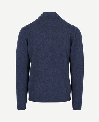 Halfzip lamswol trui donkerblauw
