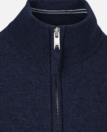 Halfzip lamswol trui donkerblauw
