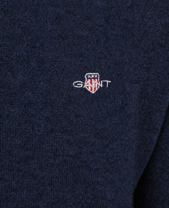 Halfzip lamswol trui donkerblauw