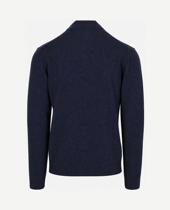 Halfzip lamswol trui donkerblauw